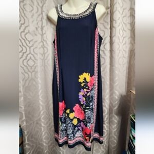 EUC-Roz & Ali Beaded Neckline Shift Dress